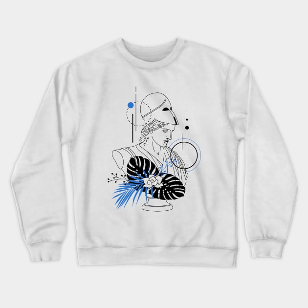 Funny Hipster Greek Goddess Athena Roman God Minerva Crewneck Sweatshirt by Now Boarding